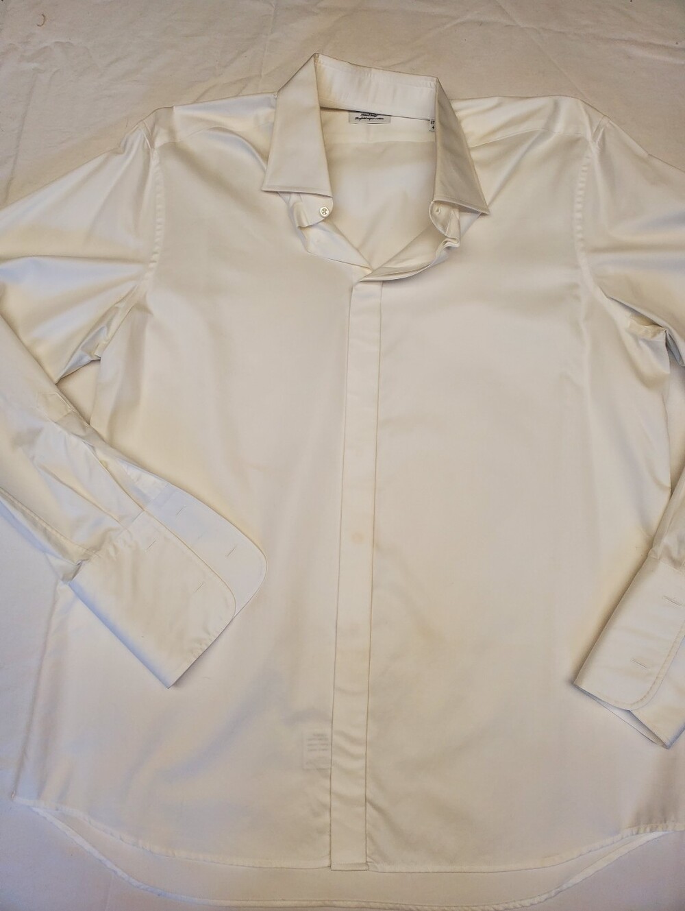 Stenstroms Mens Dress Shirt 17.5 44 White Fitted Body Twofold Cotton Sweden